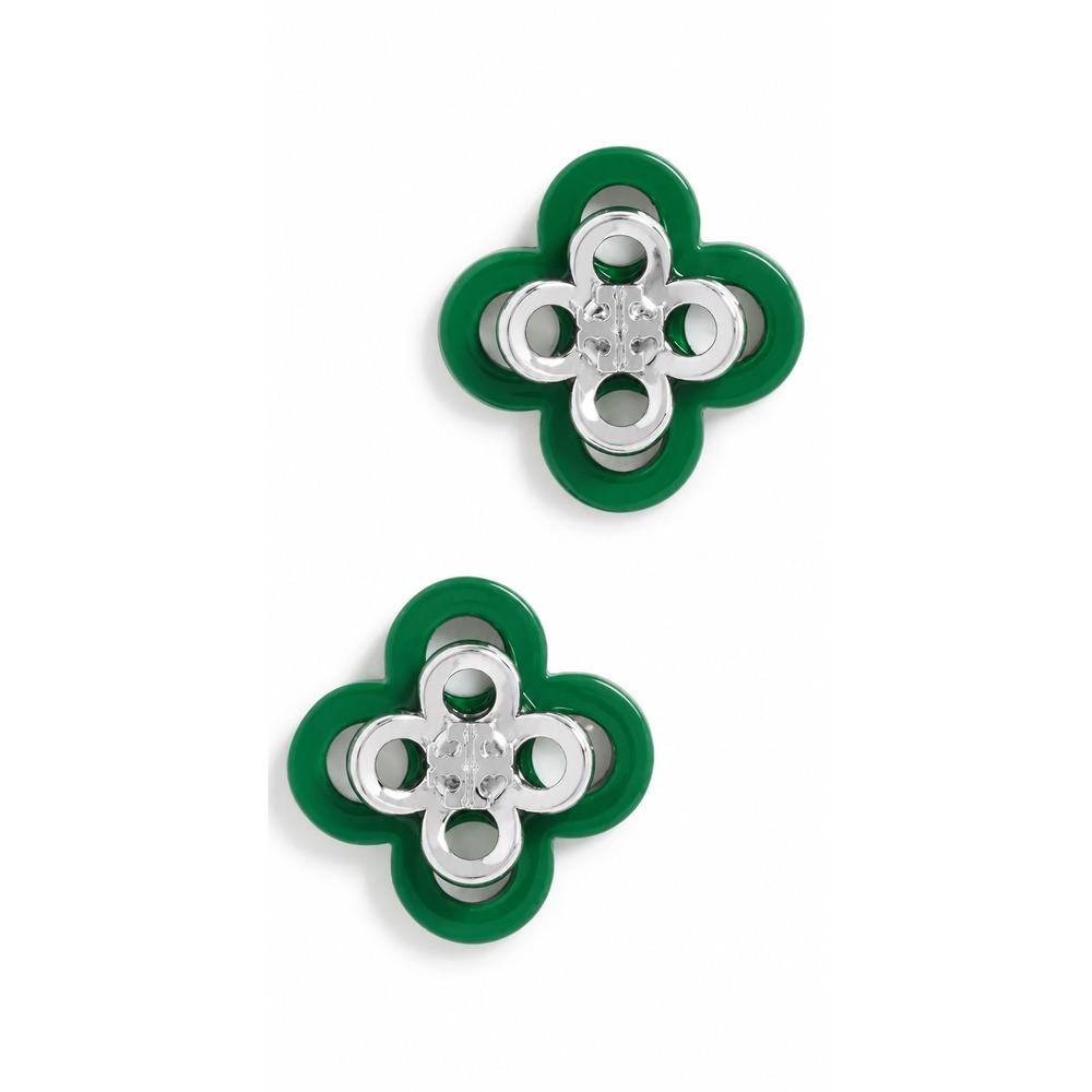 Tory Burch Green & Gold Clover Stud Earrings /NWT / Dustbag Included / $110 MSRP